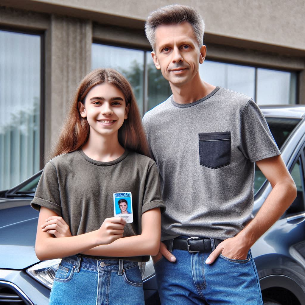 Teen with driving instructor